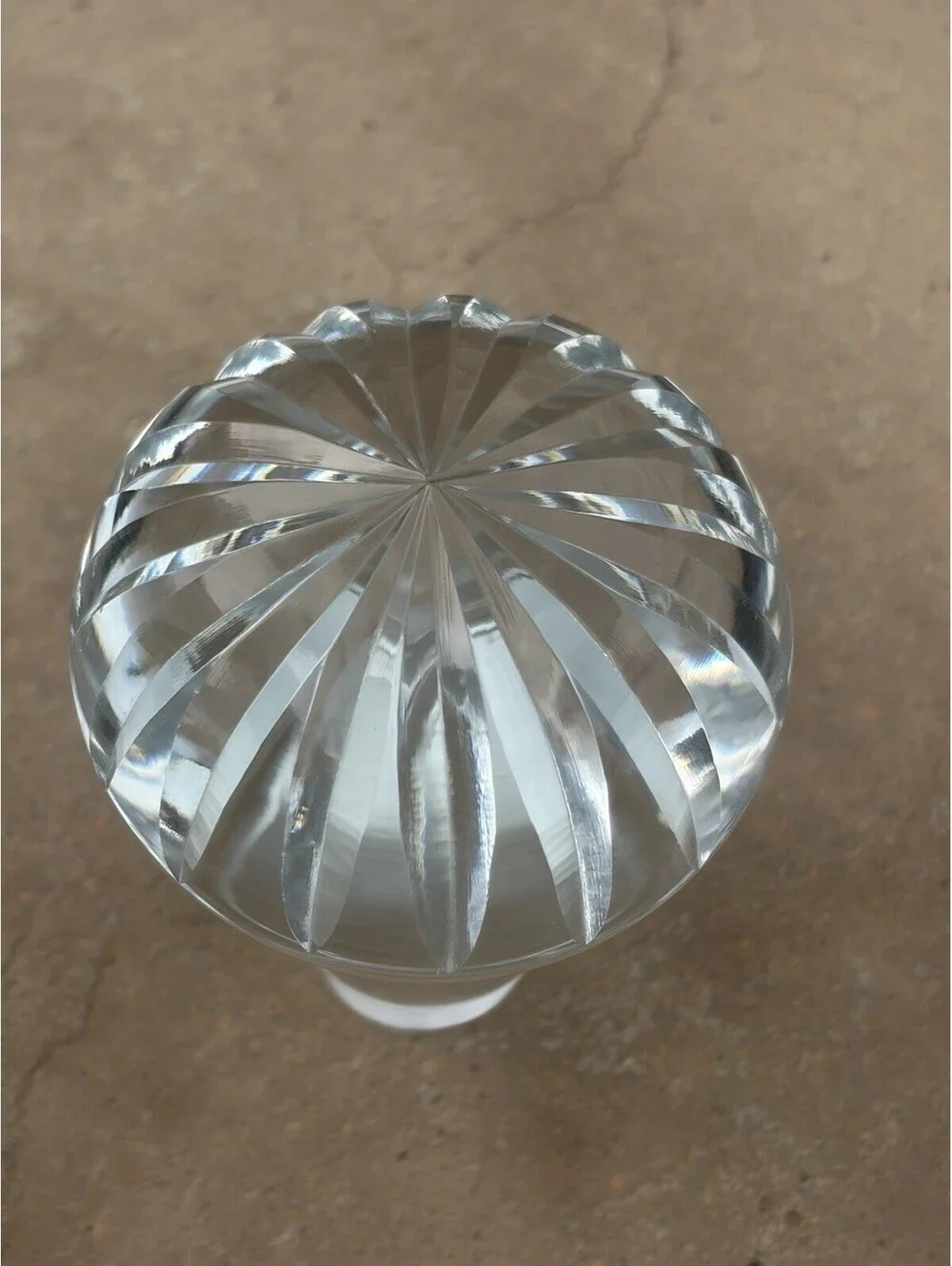 Vintage Cut Glass Crystal Faceted Round Bottle STOPPER Taper Bottom For Decanter